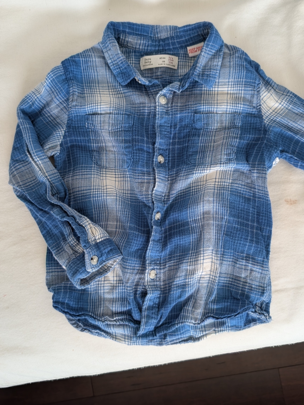 Zara Baby Blue Plaid Shirt